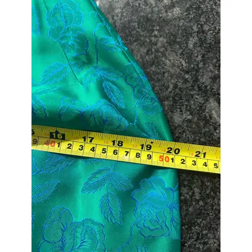 Vintage 1950's Original blue green brocade form fitted long gown Costume Theater Size 00