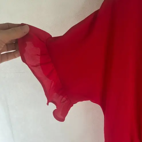 Sweet Pea by Stacy Frati Dark PinkTie Waist Reversible Lightweight Blouse Sz SM Pink