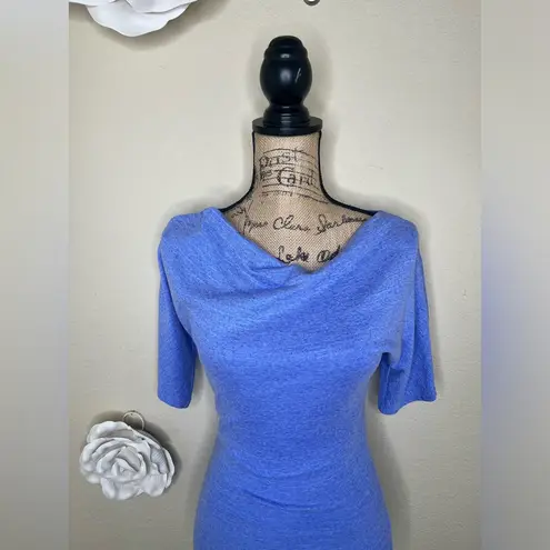 Michael Stars NTM: Cowl Neck Blouse in Medium Blue Color with Ruched Waist Sz OS