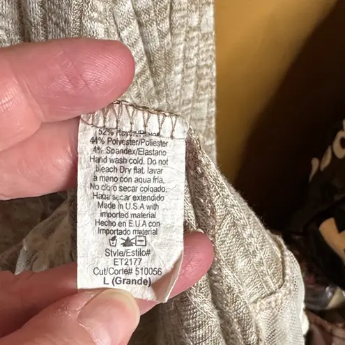 easel Ribbed Lace Trim Beige Knit Mini Dress Size Large