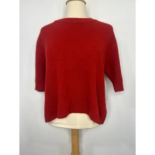 Cashmere blend Cozy Soft Short Sleeve Sweater L Red Size L