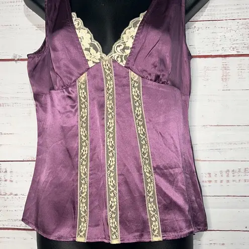 New York & Co. 2000’s Purple Silkie Feel Lace Panel Tank Medium