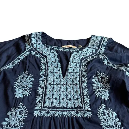 Soft Surroundings Navy Embroidered Tunic Mini Dress Short Sleeve Size 2X Women's
