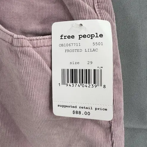 Free People  Pants Lilac Corduroy High Rise Button Fly Skinny Ankle Size‎ 29 New