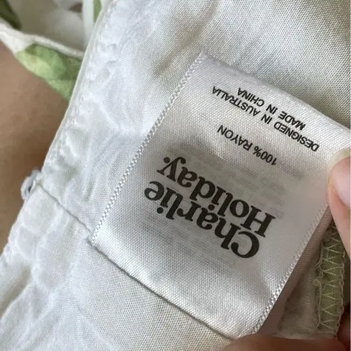 Charlie Holiday Tank Top lemon print open tie front womens White (size 4) summer