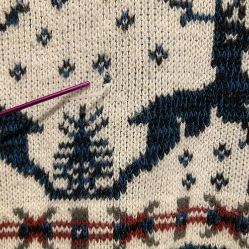 VTG Hardwood & Pine Size M Nordic Sweater Reindeer Fair Isle Winter Knit Blue Size M