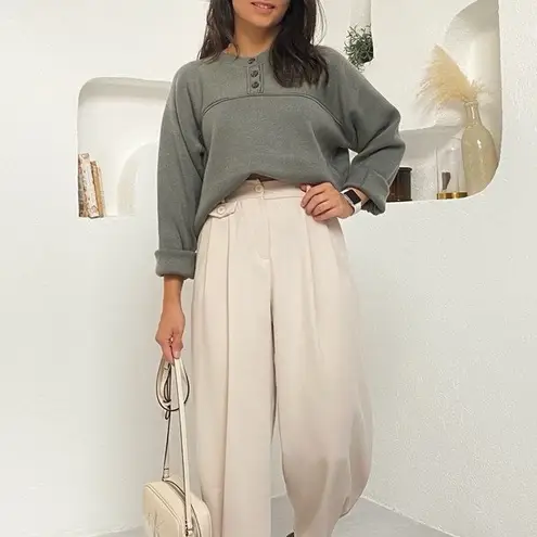 ZARA knit sweater oversized button front pullover