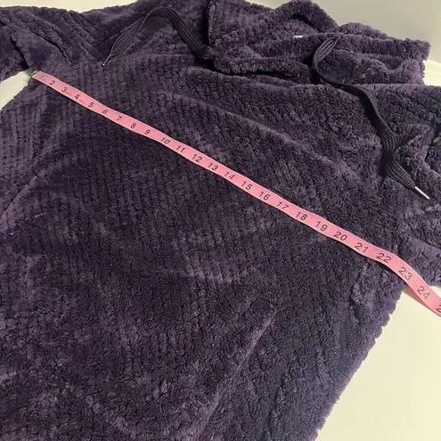 Large pullover sweater texturized comfortable draw strings pouch pocket winter Purple