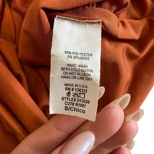 Better Be Ruched Body-con Plunge Mini Dress In Burnt Orange