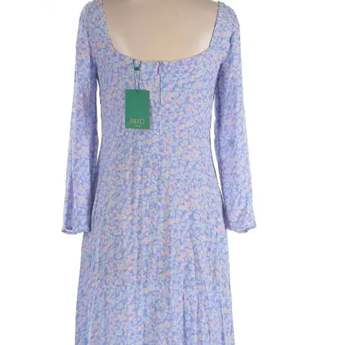 Rixo London Giselle Floral Midi Dress Slit Sweetheart Size M Purple Size M