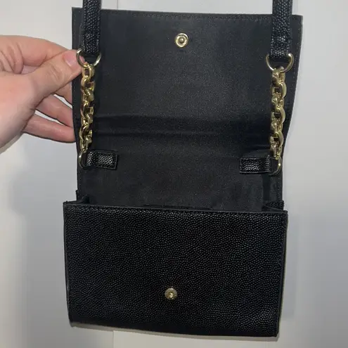 Tahari Crossbody Bag Flap Purse Pebbled Vegan Leather w Chainlink Strap Detail