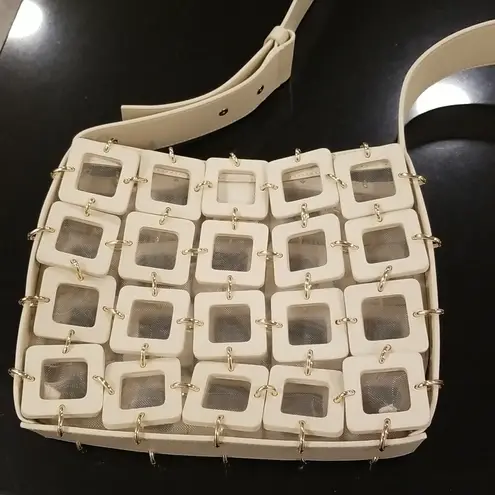 Cult Gaia ππ Terra Cutout Square-Link Crossbody Bag ~ Off White NWT