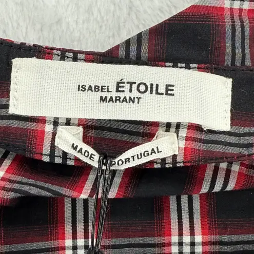 Isabel Etoile Marant Oria Plaid Ruched Dress Black Red White Size 38