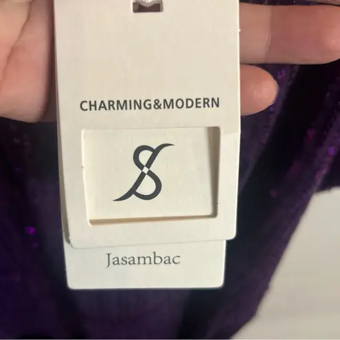 NWT JASAMBAC Women’s Purple Short Sequence Formal dress Sz XL