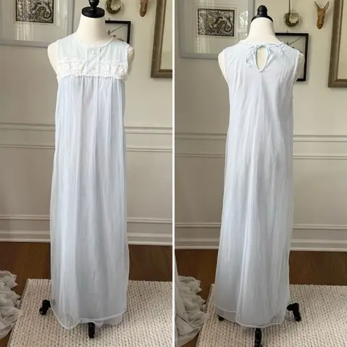 Vintage 70s Aristocraft Long Pastel Blue Nightgown M Size M