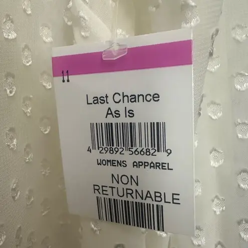 Vertigo Paris Long Sleeve Ruffle Neck Top Size XL Dot Accent Coquette NWT