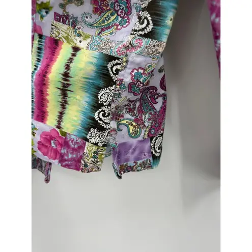 Christopher & Banks Christopher & Bank Womens Patchwork Button Front Jacket Size XL Lightweight Boho