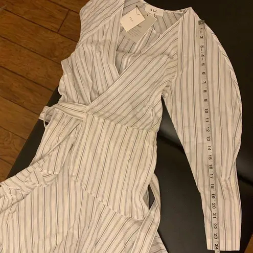 ALC Frank A.L.C. Enzo Dress Stripe Wrap Poplin White Salmon Size 2 NWT