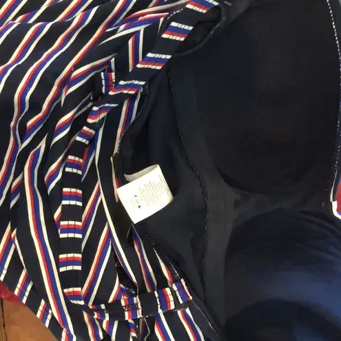 NIP Tuck Bond Eye Tummy Tuck Slimming Swimsuit Size 6 Multi Fit Cup Striped Blue