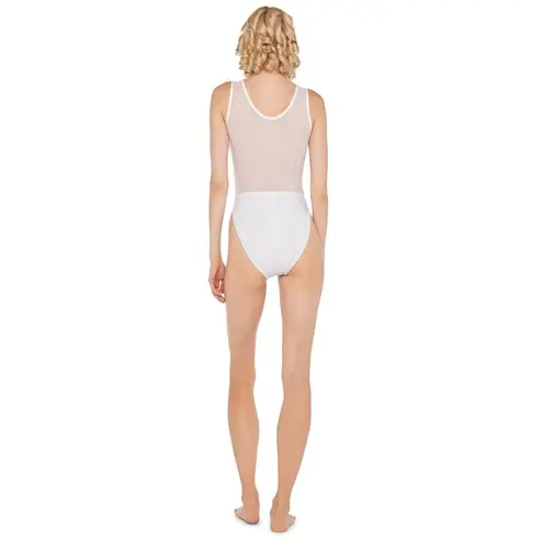 Norma Kamali Dash Dash Mio White Mesh One Piece Swimsuit Size Medium