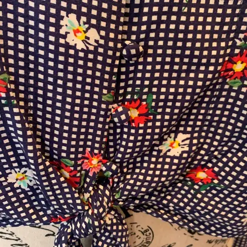 One Clothing Blue Gingham Flowered Tie