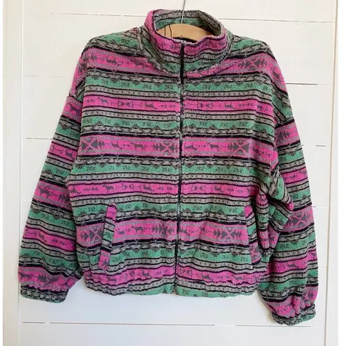 Cider  Fleece Stand Collar Aztec Print Jacket SZ S NWT