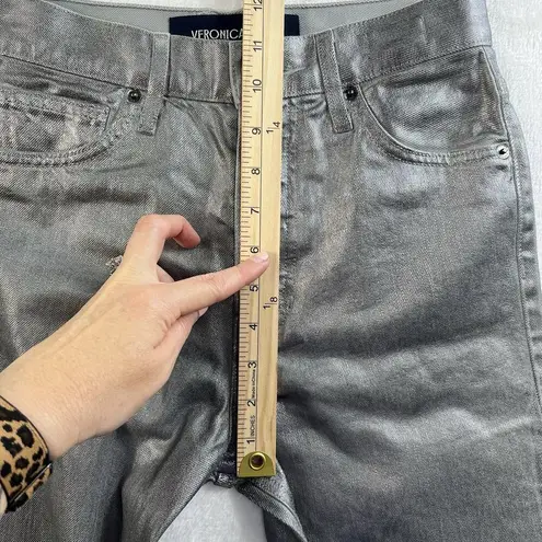 Veronica Beard Sz 23 Daniela Metallic Straight Leg Jean in Light Gunmetal Grunge