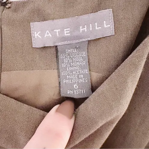 Kate Hill Lagenlook Wool Mohair Shift Dress Sleeveless Brown