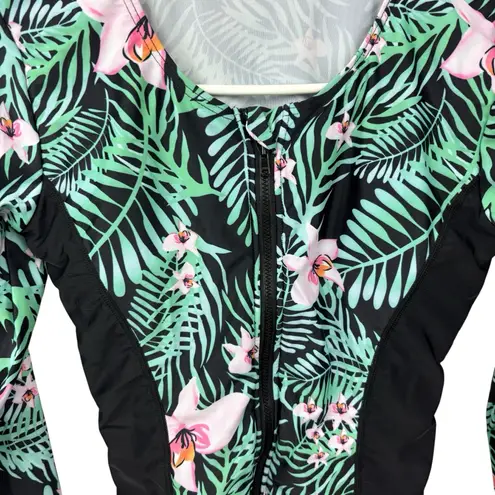 Tropical Floral One Piece Swimsuit Size Medium beach vacation resort colorful Multiple