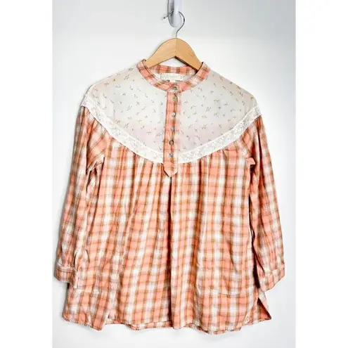 Suzanne Betro Weekend Cottagecore Vintage Style Size Medium Plaid Blouse