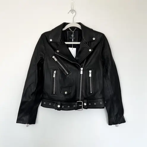 ANINE BING NWT Benjamin Leather Moto Jacket in Black Sz XS