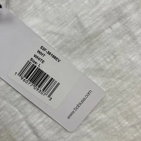 Bobi Los Angeles White Split Neck Tee Size L 100% Cotton New Minimalist Size L