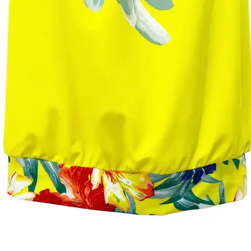 Cacique NWT SWIM by Yellow Floral Blouson Tankini & Bikini Bottom Set Size 14/16