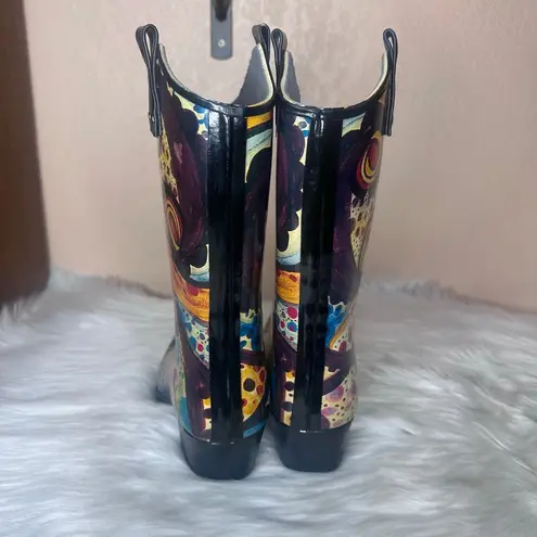 Nomad Yippy - Turquoise Monet Rubber Cowboy Boots Size 9