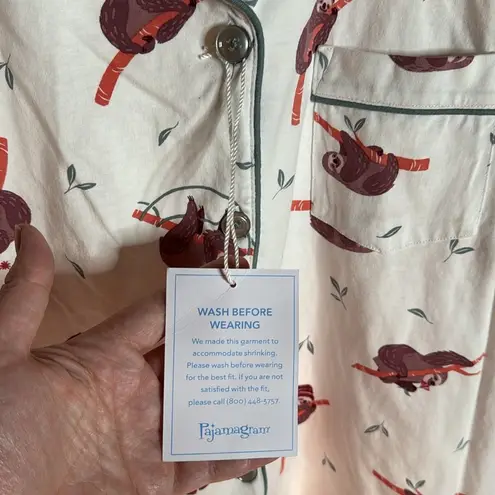 NWOT Pajamagram Sloth Classic 100% Cotton Pajama Set White Size 2X