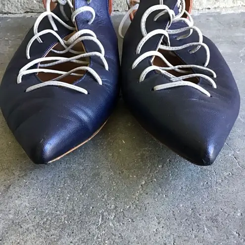 Malone Souliers Montana Two Toned Leather Lace Up Flats