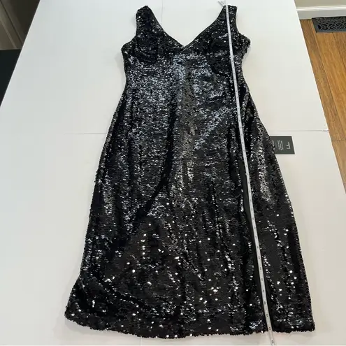 NWT Lulus Shimmering Nights Black Sequin Sleeveless Midi Dress LARGE