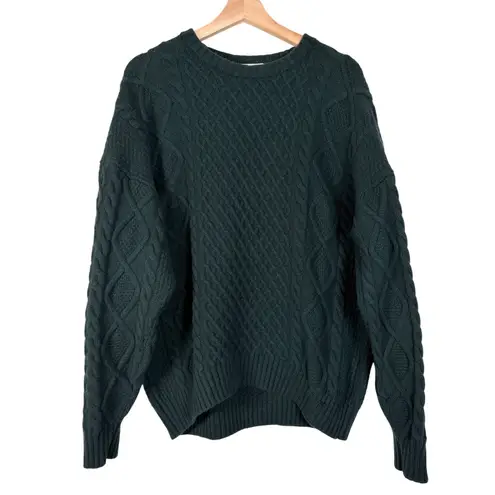 Aritzia Sunday Best Peggy Cable Knit Sweater Dark Green Crew Neck Long Sleeve S