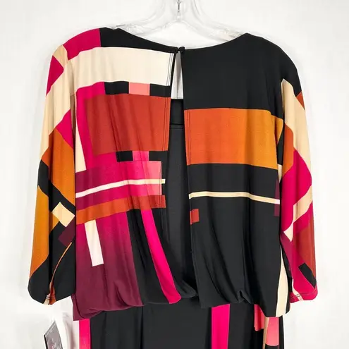 Sandra Darren Size 8 Dress Color Block Orange Pink Black Drape Sheath NWT 726 - Image 6