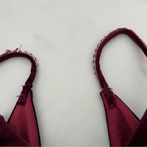Alyce Paris mini dress Burgundy Velvet Homecoming Plunging V-neckline party Sz 4