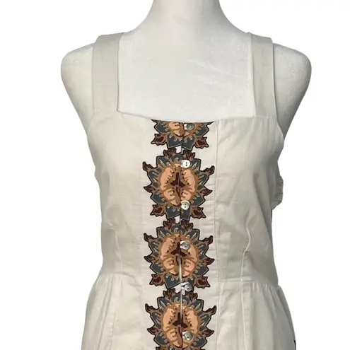 Cleobella Jolene Veneto Paisley Ivory Ankle Midi Linen Dress Boho Indie Cottage