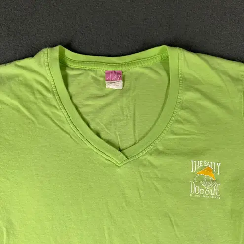 The Salty Dog Cafe Womens S/M Lime Green V-Neck Short Sleeve T-shirt Dress