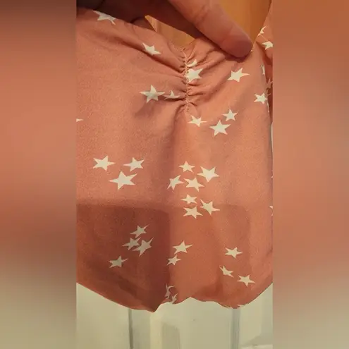 WET Swimwear LA Rose Stars One Piece Back Tie Swimsuit Pink & White Size Small