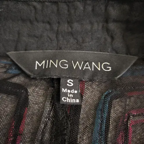 Ming Wang Small Pink Black Artistic Cardigan Jacket Sweater Zip Up Wearable Art