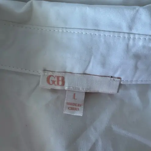 Gianni Bini  White Button Front Puff Sleeve Top, Size Large