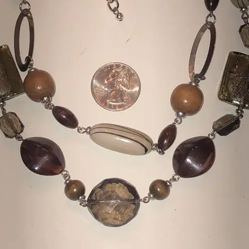 Premier Designs Elegant Multi-Color Neutral Tone Boho Beaded Necklace