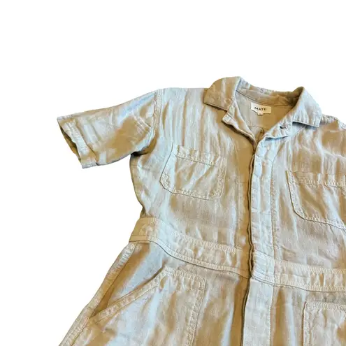 Mate the Label 100% Linen Shorts Romper Polo Collar Khaki Casual Size XS Women's