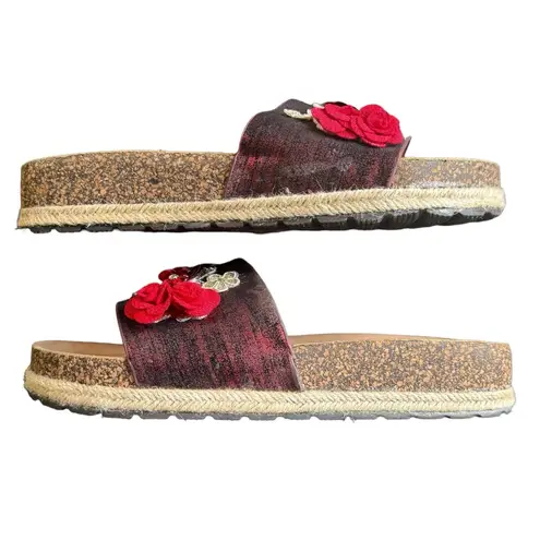 Nature Breeze  Flower Espadrille Slide Sandals in Red Size 10 Summer