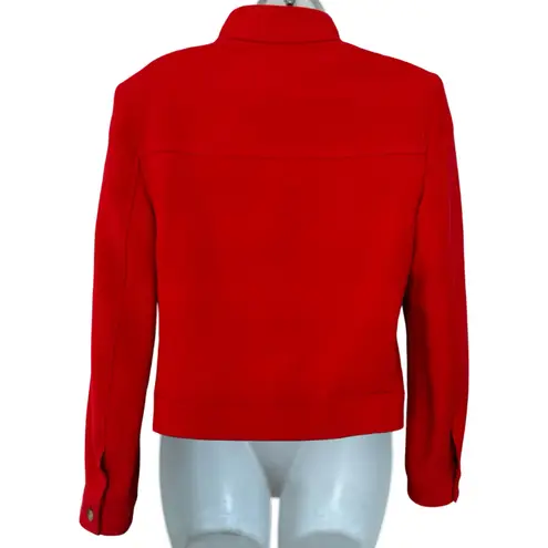 Vintage 90s Kors MIchael Kors Cherry Red Wool Button Front Collared Jacket sz 10