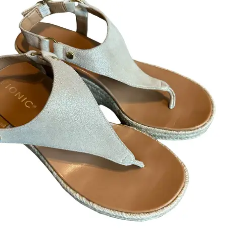 Vionic Kirra Wedge Sandals Ankle Strap Open Toe Cream Jute Shoes Size 7.5 Womens